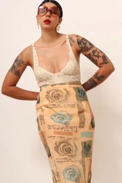 Saia midi estampada vintage - comprar online