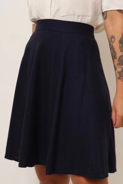 Saia cintura alta marinho mini rodada na internet