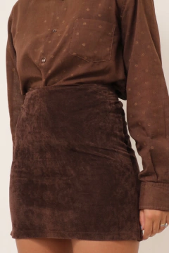 saia camurça curta marrom vintage - Capichó Brechó