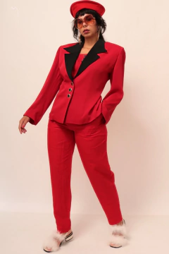 Blazer vermelho acinturado det preto - comprar online