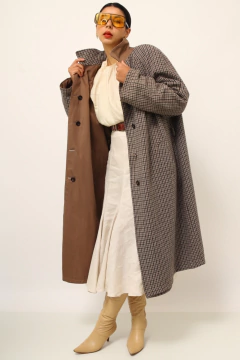Treanch coat dupla face bege e xadrez vintage - comprar online