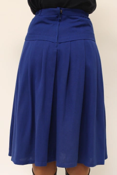 Saia azul midi alfaiataria cintura alta - comprar online