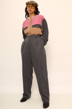 Calça cinza alfaiataria cintura alta PIERRE CARDIN - comprar online