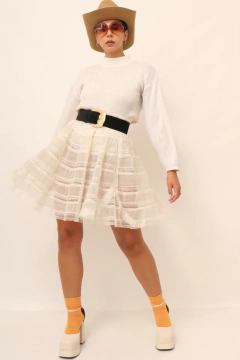 Saia renda anagua rodada vintage na internet