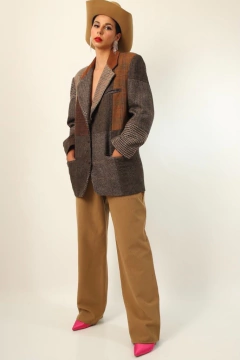 Blazer xadrez recorte camurça color - Capichó Brechó