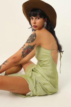 vestido verde forrado 90’s vintage - comprar online