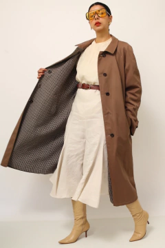 Treanch coat dupla face bege e xadrez vintage - comprar online