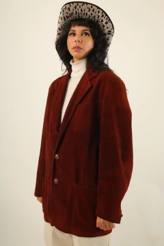 Blazer couro ferrugem forrado vintage na internet