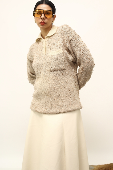 Tricot marrom floquinhos polo