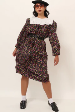 Vestido flores liberty com gola algodão garimpado Barcelona na internet