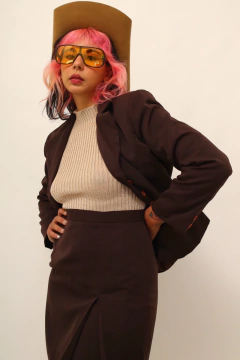 Conjunto blazer + saia marrom - loja online