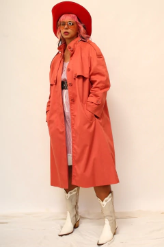 Trench Coat papaya forrado com touca - loja online