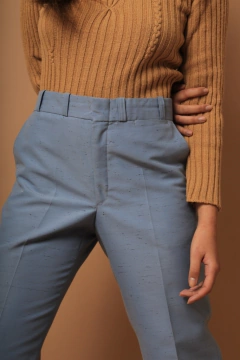 Calça alfaiataria azul Hollywood 70’s vintage na internet