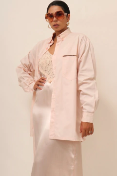 Camisa rosa via veneto manga longa