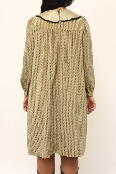 Imagem do Vestido gravata vintage bege gola babados