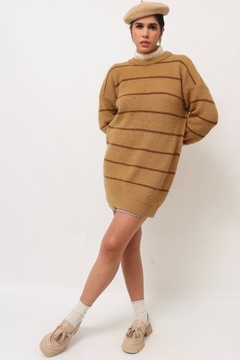 Tricot listras mostarda longo grossinho - loja online