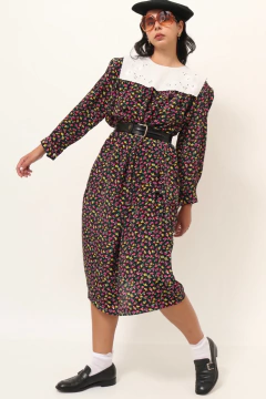 Imagem do Vestido flores liberty com gola algodão garimpado Barcelona
