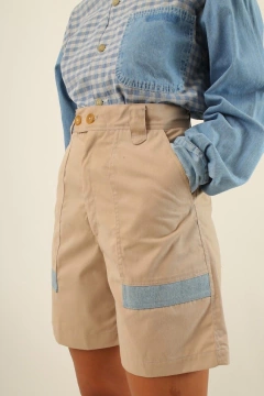 Bermuda bege cintuta alta det jeans na internet