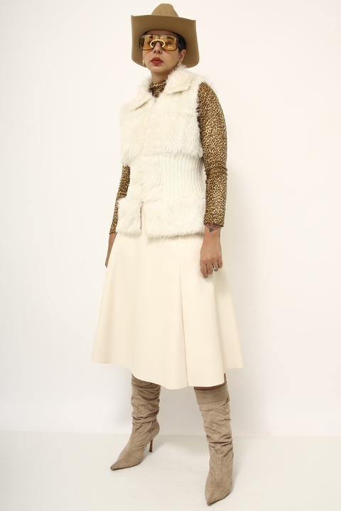Colete pelucia gelo com tricot