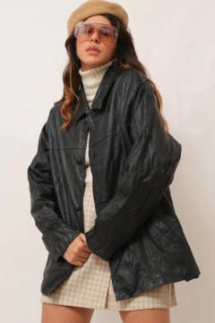 Blazer couro longo forradompreto vintage na internet