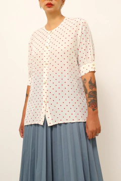 Camisa poa rosa manga princesa