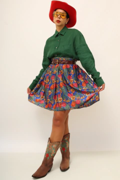 Camisa 100 % limho manga longa verde - loja online