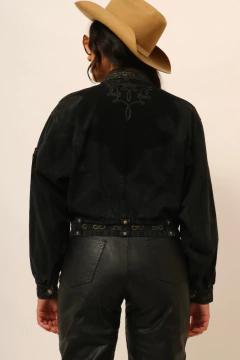 jaqueta jeans cropped preta - loja online