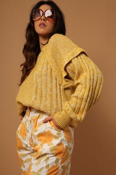 Tricot mostarda recortes manga bufante - comprar online