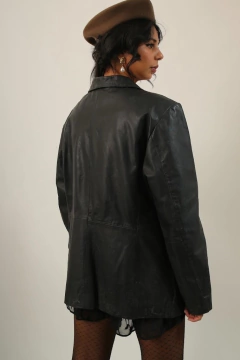 Blazer couro forrado vintage 70’s - loja online