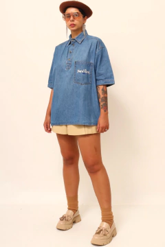 camisa Hard Rock azul bordado vintage - loja online