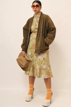 Jaqueta aveludada verde bomber italiana vintage na internet