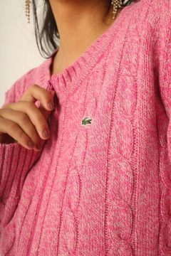 Pulover LACOSTE vintage rosa ziper