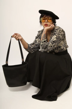 Bolsa preta 100% couro vintage - comprar online