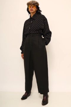 Calça 100% linho preta vintage - loja online