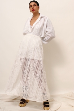 Camisa branca renda vintage frete algodão - comprar online