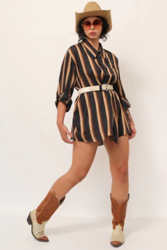 Camisa listras western marrom - Capichó Brechó