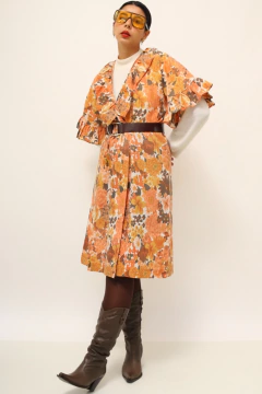 Vestido estampado flores laranja vintage na internet