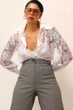 Camisa renda branca manga longa - loja online