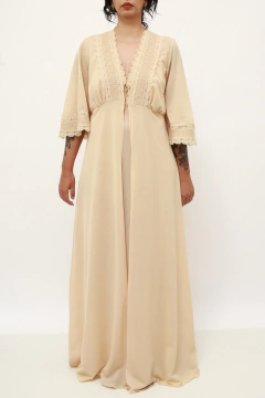 Conjunto camisola + penhoar bege longo - comprar online