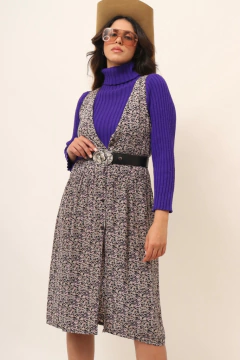 Vestido viscose estampa flores vintage - loja online