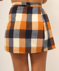 Mini saia xadrez vintage mega curta - Capichó Brechó