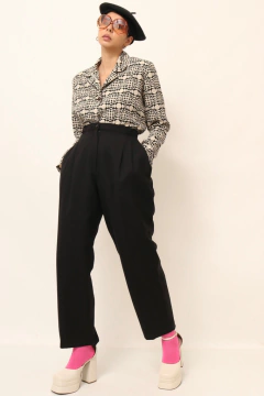 Calça alfaiataria preta cintura alta LUIGE BERTOLLI - comprar online