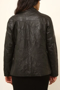 Blazer 100% couro recortes preta - loja online