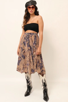 Saia cintura alta marrom estilo SEDA na internet