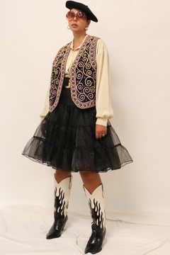 Colete bordadao preto vintage