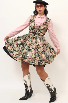 Vestido flores camadas MARIA ANTONIETA garimpado em PARIS
