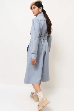 Trenc Coat azul bebe forrado c/cinto vintage - Capichó Brechó