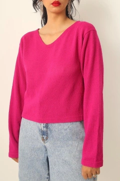 Blusa rosa manga limga atoalhada vintage - comprar online