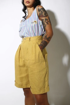 Bermuda alfaiataria de linho cintura mega alta - Capichó Brechó