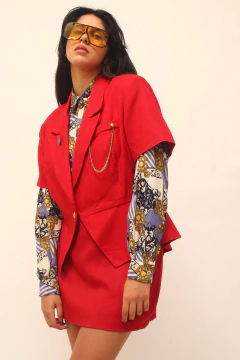 Blazer vermelho manga curta Evan Picone